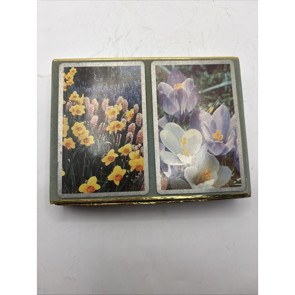 Vtg Congress Floral Playing Cards Double Deck Compete Set In Original Box
